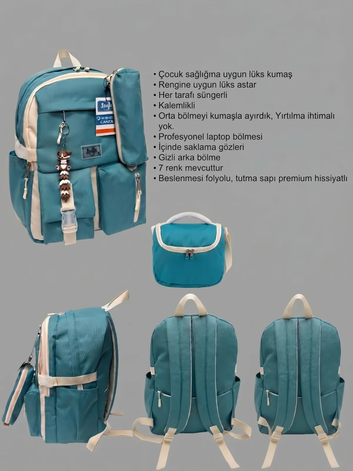 Detaylı Ergonomik Okul Sırt Çantası & Beslenme Seti 6