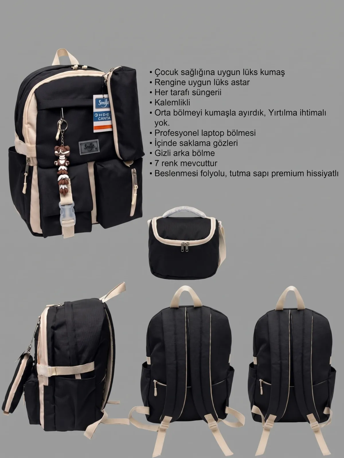 Detaylı Ergonomik Okul Sırt Çantası & Beslenme Seti 5
