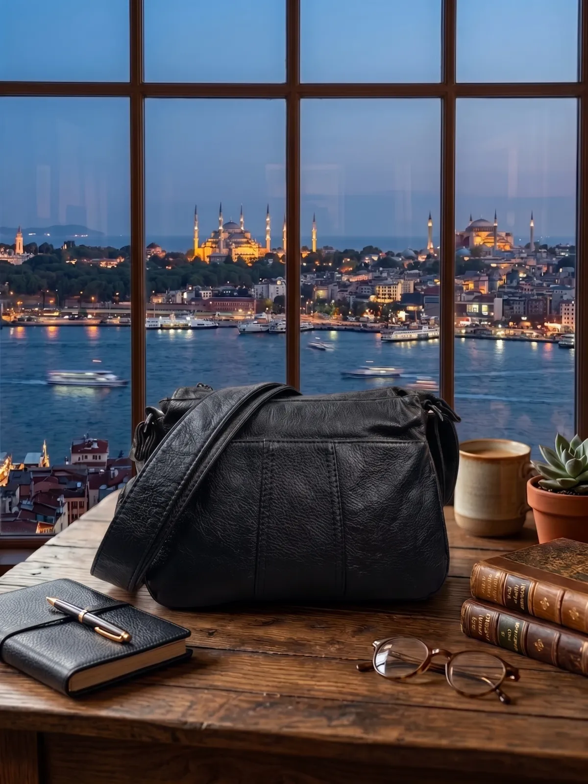 Kadın Omuz ve Çapraz çanta - Çok Bölmeli Deri çantası 3