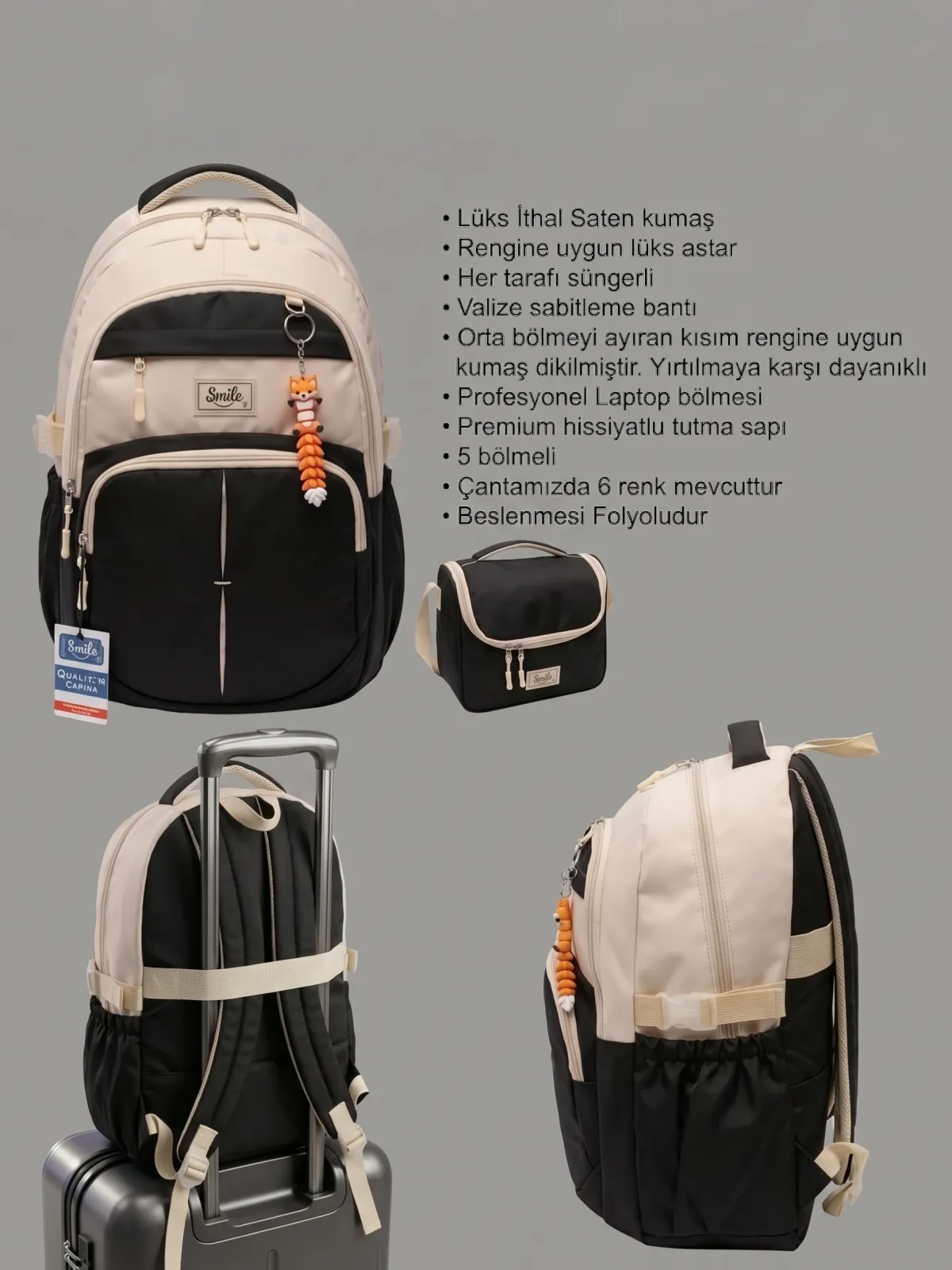 Çok Bölmeli Ergonomik Okul Sırt Çantası & Beslenme Seti 4